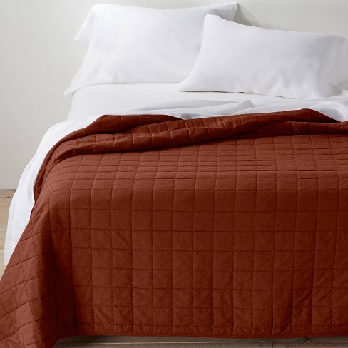 Full Queen Heavyweight Linen Blend Quilt Dark Clay Casaluna Target