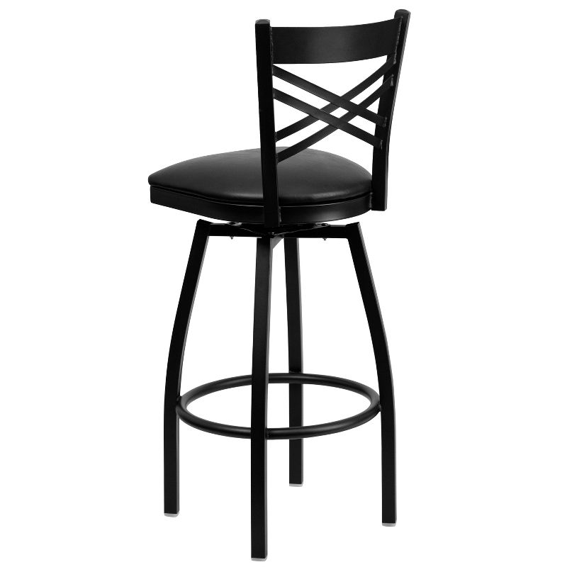 Emma and Oliver 2 Pack "X" Back Swivel Metal Barstool, 3 of 7