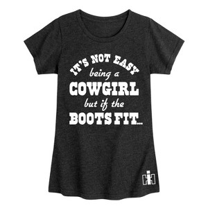 Girls' - Case IH - Not Easy Being A Cowgirl Fitted Short Sleeve Graphic T-Shirt - 1 of 4