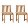 vidaXL 2X Solid Teak Wood Patio Chairs with Cushions - 19.7"x20.9"x35.4" - Farmhouse Style - Outdoor Lounge Seating for Garden, Deck, Indoor - 2 of 4