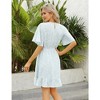 Women's V Neck Summer Dress Casual High Waist Short Ruffle Flowy  A-line Dress with Belt - 4 of 4
