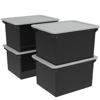 Storex 4pk File Totes with Lid, Letter/Legal - Black