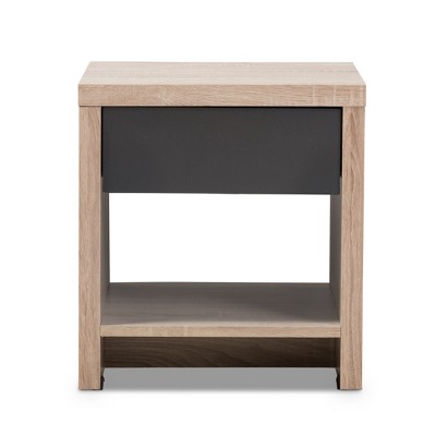 Jamie Two-Tone Oak and Gray Wood 1-Drawer Nightstand
