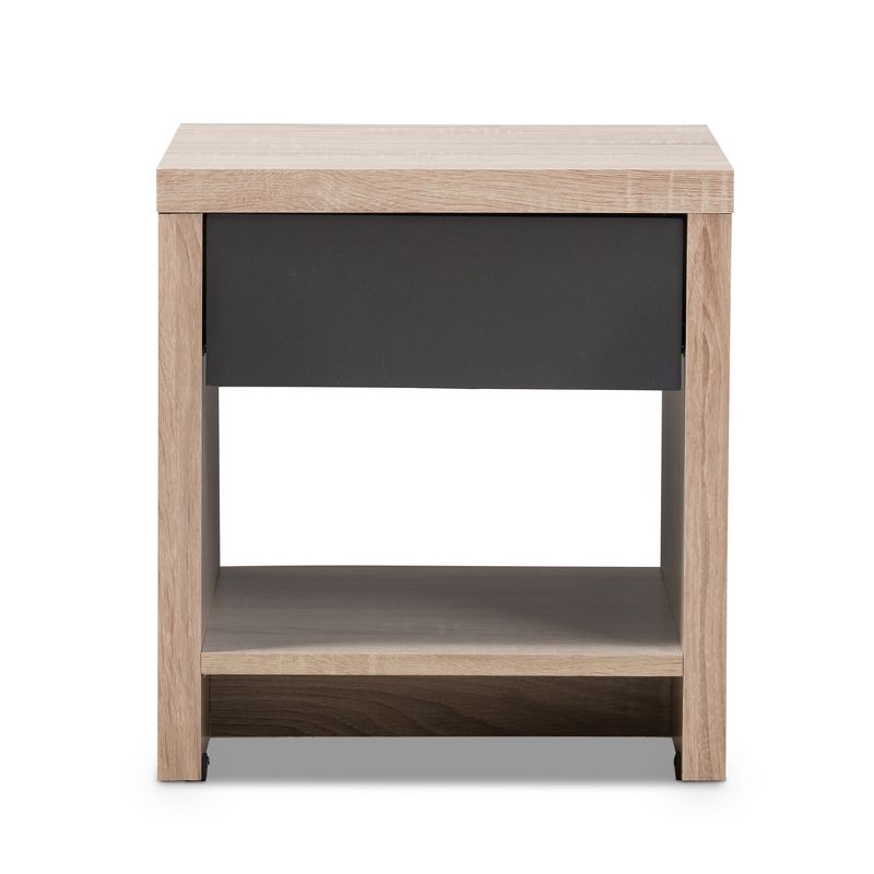 Jamie Modern and Contemporary Two - Tone Wood 1 - Drawer 1 - Shelf Nightstand - Brown - Baxton Studio, 4 of 12