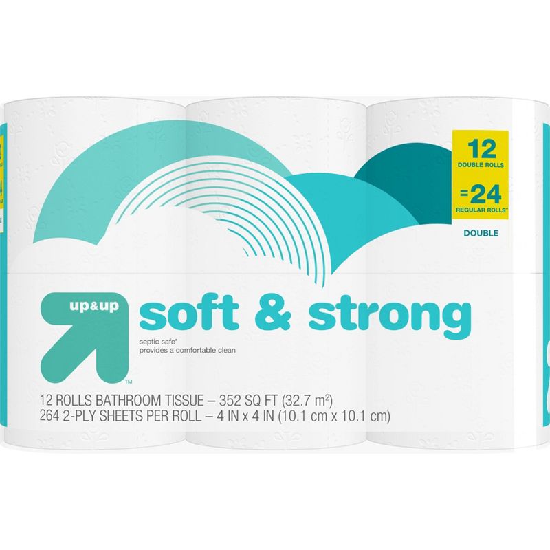 Soft &#38; Strong Toilet Paper - 12 Double Rolls - up &#38; up&#8482;, 1 of 4