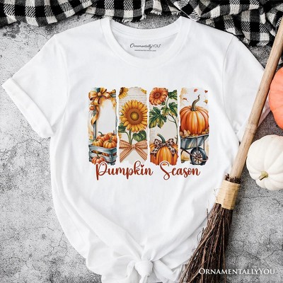 Pumpkin Season T-Shirt, Fall Sunflower Coquette Bow Autumn Tee | OrnamentallyYou