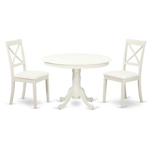 HomeStock 3-Pc Linen White Finish Solid Wood Top-Dining Room Set-Seats 4 - 1 of 4