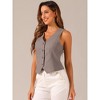 INSPIRE CHIC Women's Fashion Sleeveless Button Down V Neck Crop Summer Vest - 4 of 4
