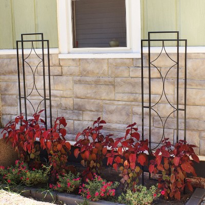 60" Black Steel Diamond Design Garden Trellis Set