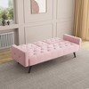 SKRAN 72" Velvet Futon Reclining Sofa Bed, Folding Loveseat With 2 Cup Holders , Adjustable Backrest for Small Space, Apartment, Dorm, Office,Pink - 3 of 4