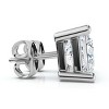 Pompeii3 .50Ct Quality Square Princess Cut Natural Diamond Stud Earrings in 14K Gold Basket Setting - 3 of 4
