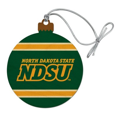 North Dakota State NDSU Stripes Wood Christmas Tree Holiday Ornament