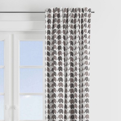 Bacati - Elephants White/Grey Curtain Panel