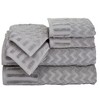 Hastings Home Chevron Pattern Decorative Cotton Bath Towel Set - 6-pc, Silver - 2 of 4