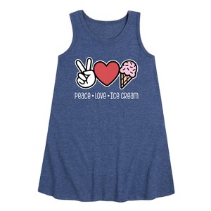 Girls' - Instant Message - Peace Love Ice Cream Graphic Sleeveless Aline Dress - 1 of 4