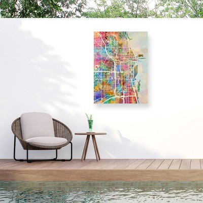 Michael Tompsett Chicago City Street Map II Outdoor Canvas Art