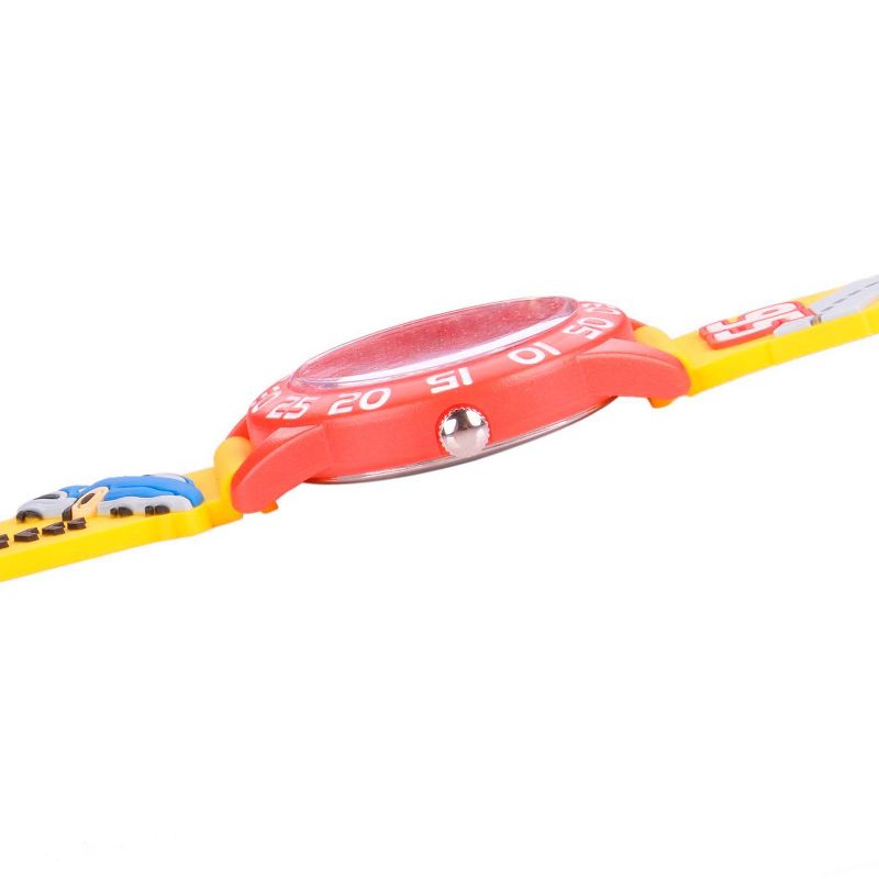Boys&#39; Disney Cars Lightning McQueen Plastic 3D Strap Time Teacher Watch- Yellow, 5 of 6