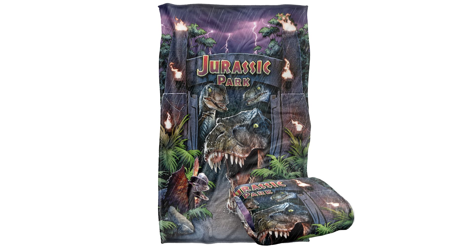Kids' Jurassic Park Welcome To The Park Silky Touch Blanket White 36X58