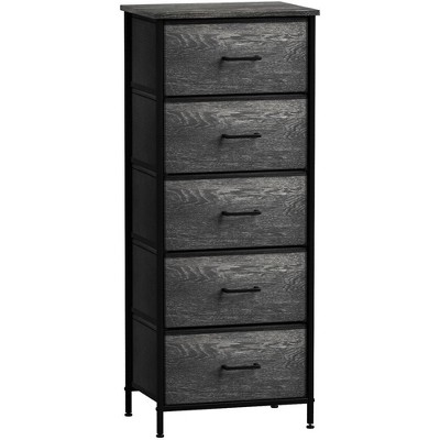 Sorbus Narrow 5 Drawers Nightstand with Steel Frame, Wood Top, Easy Pull Fabric Bins for Home, Bedroom, Office & Dorm