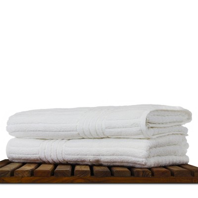 Luxury White Turkish Cotton Ribbed Bath Towel Set
