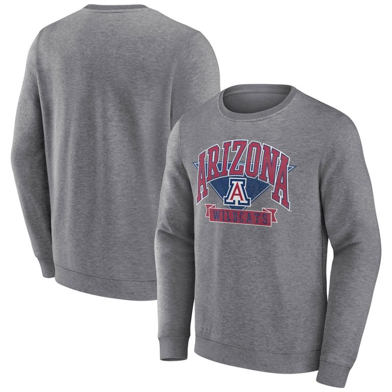 NCAA Arizona Wildcats Men&#39;s Gray Crew Neck Fleece Sweatshirt, 1 of 4