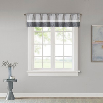 Gray and Ivory Faux Silk Pintuck Window Valance
