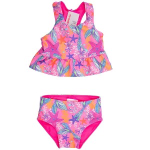 RuffleButts Toddler UPF50+ Reversible Peplum Tankini - 1 of 4
