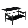 DOMETOUR Glass Lift Top Coffee Table, Modern Simple 2-Layer Tempered Glass Coffee Table for Living Room, Black - 2 of 4