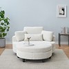 VYNXARIA 51-inch White corduroy sofa with two throw pillows and a waist pillow with an extra tray for comfortable seating in small apartment bedrooms - 2 of 4