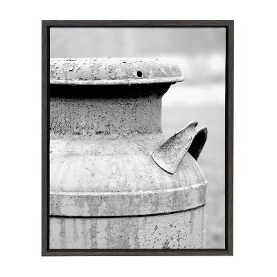 Kate and Laurel Sylvie Milk Can Framed Canvas by Jami Skarda, 18x24, Dark Gray