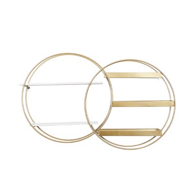 Contemporary Metal and MDF Wall Shelf Gold - Olivia & May