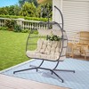 2 Person Hanging Double Swing Chair, Patio Hanging Egg Chair, Basket Swinging Chair, With Stand Patio Wicker Egg Chair - 3 of 4