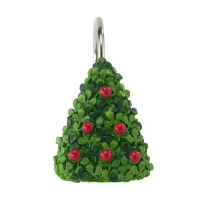 Nutcracker and Christmas Tree Resin Shower Curtain Hooks Set