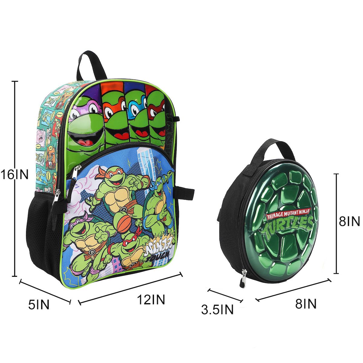 TMNT Classic 5-Piece 16" Backpack And Lunch Set For School & Travel - thumbnail 2