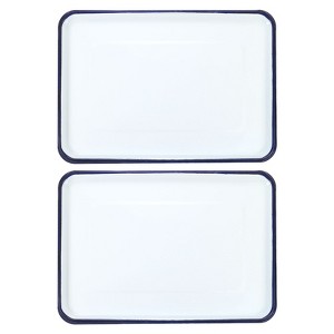 Unique Bargains Metal Triple Enamel Coated Rectangular Art Butcher Tray Palette 2 Pcs - 1 of 4