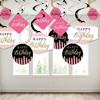 Big Dot of Happiness Chic Happy Birthday - Pink, Black and Gold - Birthday Party Hanging Decor - Party Decoration Swirls - Set of 40 - 3 of 4