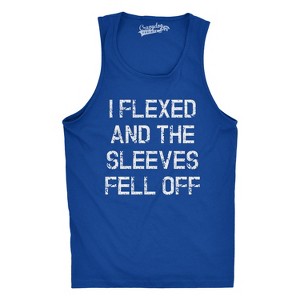 Mens I Flexed and the Sleeves Fell Off Tank Top Funny Sleeveless Gym Workout Shirt - Crazy Dog Men's Tank Top - 1 of 4