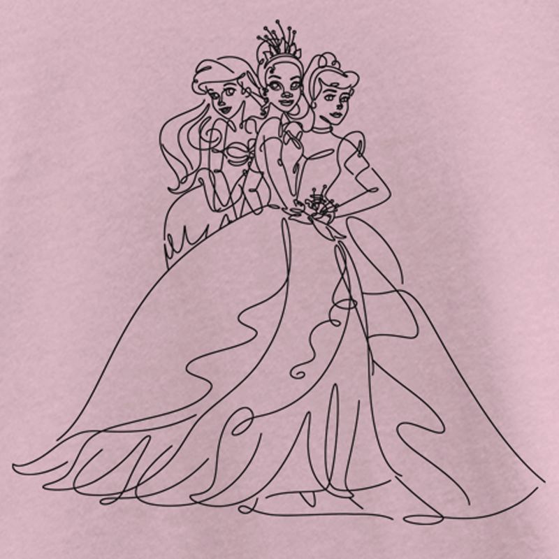 Girl's Disney Princesses Line Art T-Shirt, 2 of 5