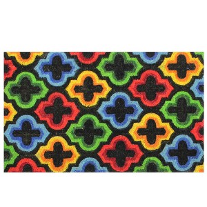 Northlight Red and Yellow Retro Quatrefoil Design Doormat 29" x 17" - 1 of 4