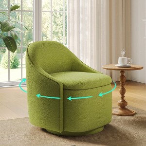 Chenille Barrel Chair with Storage, Comfy 360° Swivel Accent Armchair for Living Room, Bedroom - 1 of 4