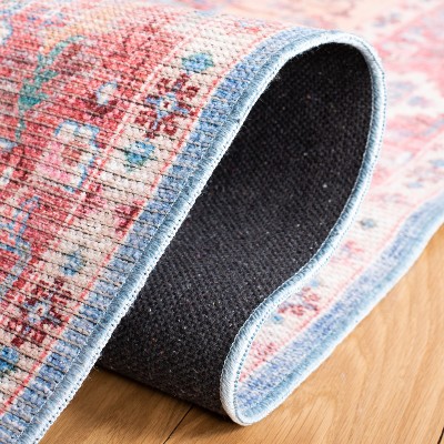Serapi Blue and Rust 8' x 10' Washable Viscose Area Rug
