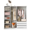 LOVMOR Doorless Wooden Storage Wardrobe with Shelves, 3 Drawers & Double Hanging Rods for Bedroom, Home Room - 3 of 4