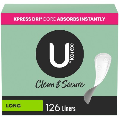 U by Kotex Clean & Secure Liner - Light Absorbency - Long Length - 126ct