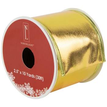 2.5” Soft White Glittery Gold Merry Christmas Wired Ribbon / Sold By The  Yard