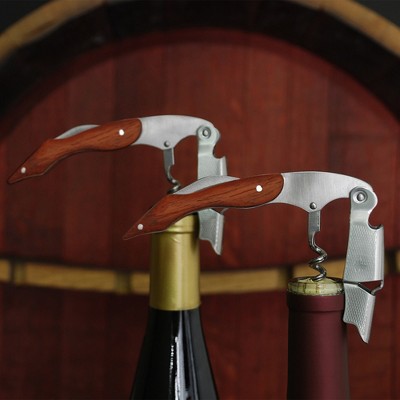 Stainless Steel and Wood Sommelier Waiter's Corkscrew