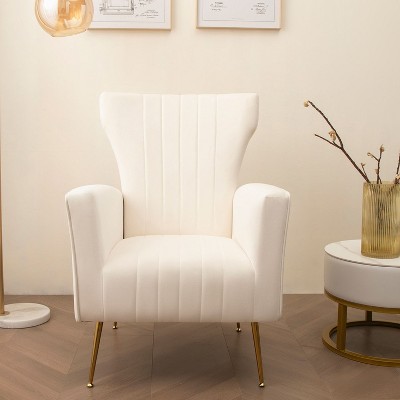 PAGED Modern Wood Accent Chair, Patchwork Arm Chair with Back, Reading Chair for Living Room, Bedroom