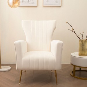 NicBex Modern Wood Accent Chair, Patchwork Arm Chair with Back, Living Room Chair for Bedroom - 1 of 4