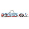 Chevrolet Silverado Dually Pickup Truck "On Fire V2" White Met w/Blue Flames and Blue Interior 1/64 Diecast Model Car by Mini GT - 3 of 4