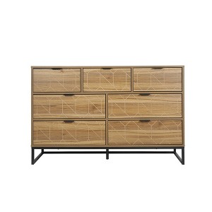 Modern 7 Drawer Dresser Cabinet - Easy Installation Wooden Storage Cabinet for Home Office and Living Room - Walnut Finish - 1 of 4