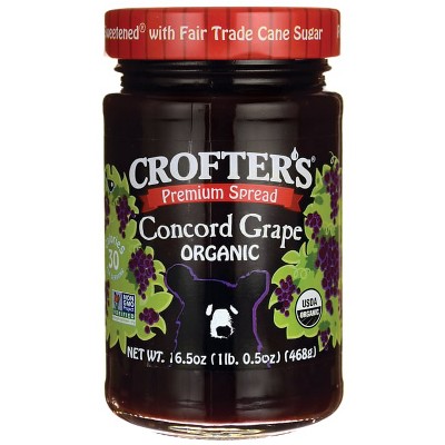 Crofter's Premium Spread - Organic Concord Grape 16.5 oz Jar.